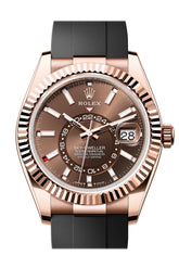 Rolex Sky Dweller 42 Rose Gold Chocolate Dial Mens Watch 336235
