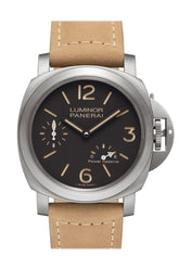 Panerai Luminor 8 Day Beige Leather Black Dial Watch Pam00797