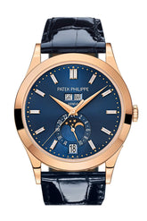 Patek Philippe Complications Blue Diamond Dial Annual Calendar Moon Phases Rose Gold 5396R-015 Watch
