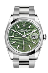 Rolex Datejust 36 Olive Green Palm Motif Dial Watch 126200