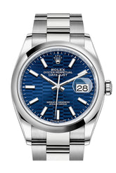 Rolex Datejust 36 Bright Blue Motif Dial Fluted Watch 126200