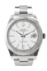 Rolex Datejust 41 White Dial Gold Fluted Bezel Mens Watch 126334