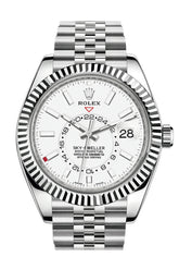 Rolex Sky Dweller White Dial 18K Gold Bezel Steel Jubilee Men’s Watch 326934