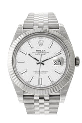 Rolex Datejust 41 White Dial Gold Fluted Bezel Jubilee Mens Watch 126334