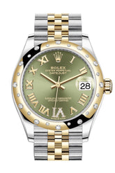 Rolex Datejust 31 Olive Green Large Vi Diamonds Dial Diamond Bezel Jubilee Yellow Gold Two Tone