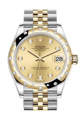 Rolex Datejust 31 Champagne Diamonds Dial Diamond Bezel Jubilee Yellow Gold Two Tone Watch 278341Rbr