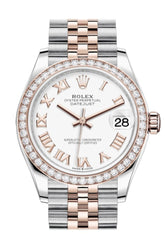 Rolex Datejust 31 White Dial Diamond Bezel Rose Gold Two Tone Jubilee Watch 278381Rbr 278381