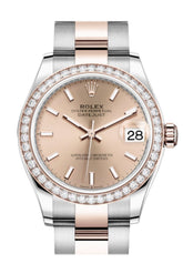 Rolex Datejust 31 Rosé Dial Diamond Bezel Rose Gold Two Tone Watch 278381Rbr 278381