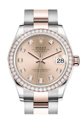 Rolex Datejust 31 Rosé Diamonds Dial Diamond Bezel Rose Gold Two Tone Watch 278381Rbr 278381