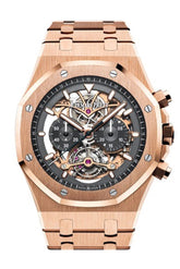 Audemars Piguet Royal Oak 44Mm Tourbillon Chronograph Openworked Rhodium Toned 18K Pink Gold Mens