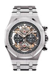 Audemars Piguet Royal Oak 44Mm Tourbillon Chronograph Openworked Rhodium Dial Titanium Mens Watch