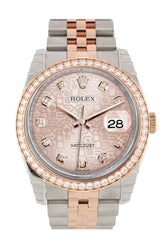 Custom Diamond Bezel Rolex Datejust 36 Pink Jubilee Dial Rose Gold Two Tone Watch 116201 116231