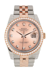 Custom Diamond Bezel Rolex Datejust 36 Pink Dial Jubilee Rose Gold Two Tone Watch 116201 116231