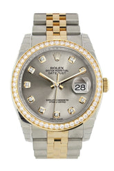 Custom Diamond Bezel Rolex Datejust 36 Steel Set With Diamonds Dial Jubilee Yellow Gold Two Tone