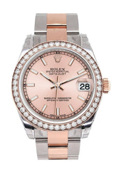 Custom Diamond Bezel Rolex Datejust 31 Pink Dial 18K Rose Gold Two Tone Ladies Watch 178241