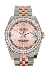 Custom Diamond Bezel Rolex Datejust 31 Pink Dial 18K Rose Gold Two Tone Jubilee Ladies Watch 178241