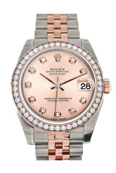 Custom Diamond Bezel Rolex Datejust 31 Pink Dial 18K Rose Gold Two Tone Jubilee Ladies Watch 178241