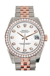 Custom Diamond Bezel Rolex Datejust 31 White Dial 18K Rose Gold Two Tone Jubilee Ladies Watch 178241