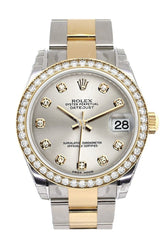 Custom Diamond Bezel Rolex Datejust 31 Silver Dial Ladies Watch Two Tone 18K Gold 178243