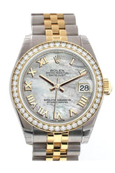 Custom Diamond Bezel Rolex Datejust 31 Mother Of Pearl Diamonds Dial Two Tone 18K Gold Jubilee