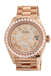 Rolex Lady Datejust 28 Custom Diamond Dial Bezel Rose Gold Watch 279175 / None Watches
