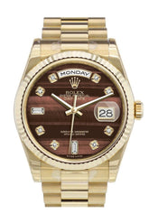 Rolex Day-Date 36 Bulls Eye Set With Diamonds Dial Fluted Bezel President Yellow Gold Watch 118238