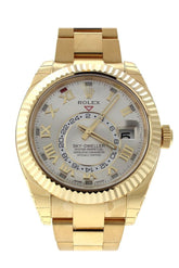 Rolex Sky-Dweller 42 Silver Roman Dial Yellow Gold Mens Watch 326938
