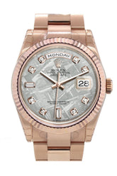 Rolex Day-Date 36 Meteorite Set With Diamonds Dial Fluted Bezel Oyster Everose Gold Watch 118235