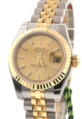 Rolex Datejust 26 Champagne Dial 18K Yellow Gold And Steel Ladies Watch 179173