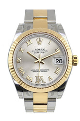Rolex Datejust 31 Silver Roman Large Vi Diamond Dial Fluted Bezel 18K Gold Two Tone Ladies 178273 /
