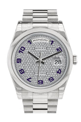 Rolex Day Date 36 Diamond Paved Dial President Mens Watch 118206