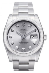 Rolex Datejust 36 Silver Diamond Dial Steel And 18K Gold Unisex Watch 116234
