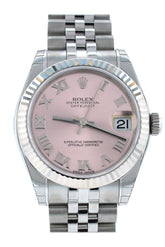 Rolex Datejust 31 Pink Dial White Gold Fluted Bezel Jubilee Ladies Watch 178274 / None