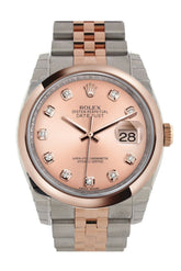 Rolex Datejust 36 Pink Set With Diamonds Dial Steel And 18K Rose Gold Jubilee Watch 116201 White /