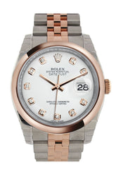 Rolex Datejust 36 White Set With Diamonds Dial Steel And 18K Rose Gold Jubilee Watch 116201 / None