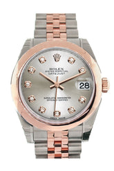 Rolex Datejust 31 Silver Diamond Dial 18K Rose Gold Two Tone Jubilee Ladies Watch 178241 / None