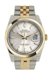 Rolex Datejust 36 Silver Dial 18K Gold Two Tone Jubilee Watch 116203