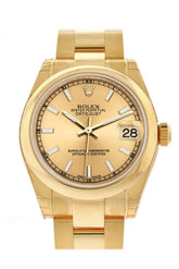 Rolex Datejust 31 Champagne Dial 18K Yellow Gold Ladies Watch 178248 / None