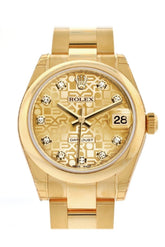Rolex Datejust 31 Champagne Jubilee Diamond Dial 18K Yellow Gold Ladies Watch 178248 / None
