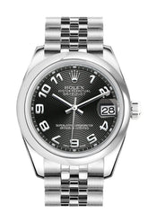 Rolex Datejust 31 Black Concentric Dial Stainless Steel Jubilee Ladies Watch 178240 / None