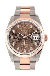 Rolex Datejust 36 Chocolate Jubilee Design Set With Diamonds Dial Fluted Rose Gold Two Tone Watch