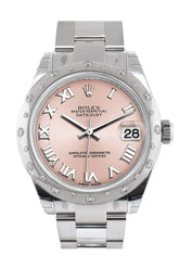 Rolex Datejust 31 Pink Roman Dial Dome Set With Diamonds Bezel Ladies Watch 178344 / None