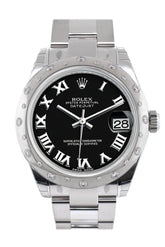 Rolex Datejust 31 Black Roman Dial Dome Set With Diamonds Bezel Ladies Watch 178344 / None