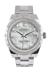 Rolex Datejust 31 White Mother Of Pearl Roman Dial Dome Set With Diamonds Bezel Ladies Watch 178344