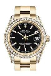 Rolex Datejust 31 Black Dial Diamond Bezel Lug 18K Yellow Gold Ladies Watch 178158 / None