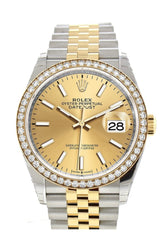 Rolex Datejust 36 Champagne-Colour Dial Diamond Bezel Jubilee Yellow Gold Two Tone Watch 126283Rbr