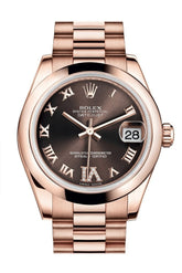Rolex Datejust 31 Chocolate Large Vi Set With Diamond Dial 18K Everose Gold President Ladies Watch