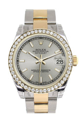 Rolex Datejust 31 Silver Dial Diamond Bezel Yellow Gold Two Tone Watch 178383