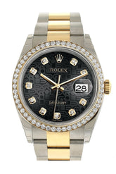 Rolex Datejust 36 Black Jubilee Design Set With Diamonds Dial 18K White Gold Diamond Bezel Ladies