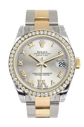 Rolex Datejust 31 Silver Large Vi Diamonds Dial Diamond Bezel Yellow Gold Two Tone Watch 178383